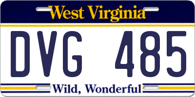 WV license plate DVG485