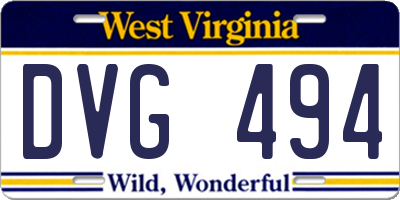 WV license plate DVG494