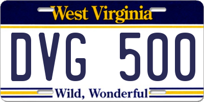 WV license plate DVG500