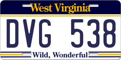 WV license plate DVG538