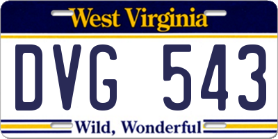 WV license plate DVG543