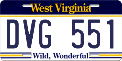 WV license plate DVG551