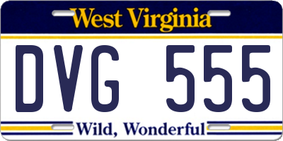 WV license plate DVG555
