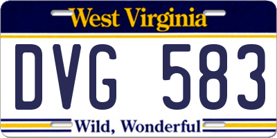 WV license plate DVG583