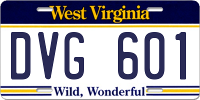 WV license plate DVG601