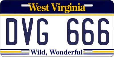 WV license plate DVG666