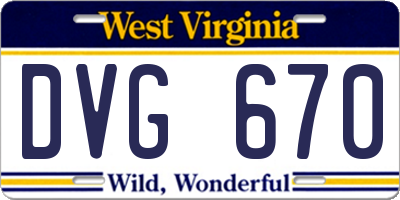 WV license plate DVG670