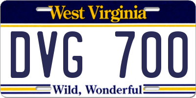 WV license plate DVG700
