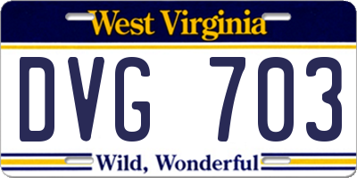 WV license plate DVG703