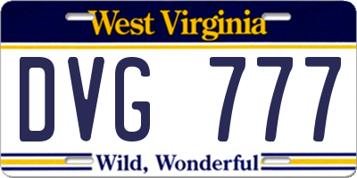 WV license plate DVG777