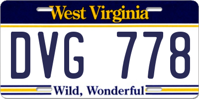 WV license plate DVG778