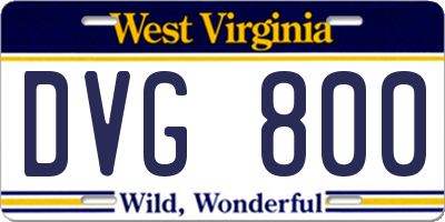 WV license plate DVG800