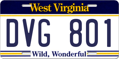 WV license plate DVG801