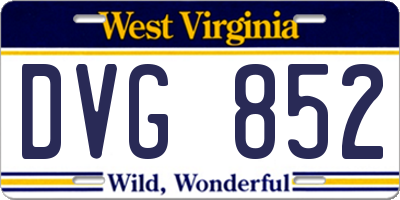 WV license plate DVG852