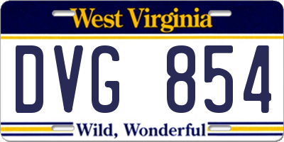 WV license plate DVG854