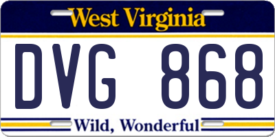 WV license plate DVG868
