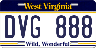WV license plate DVG888
