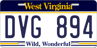 WV license plate DVG894