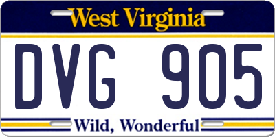 WV license plate DVG905