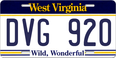 WV license plate DVG920