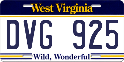 WV license plate DVG925