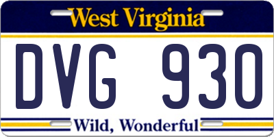 WV license plate DVG930