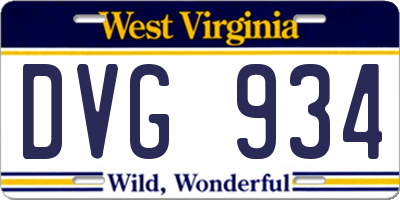WV license plate DVG934