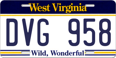 WV license plate DVG958