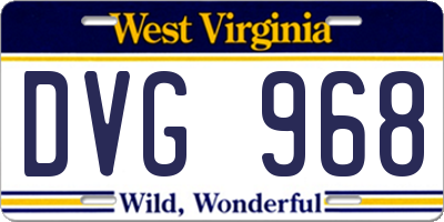 WV license plate DVG968