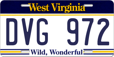 WV license plate DVG972