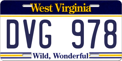 WV license plate DVG978