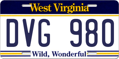WV license plate DVG980