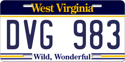 WV license plate DVG983