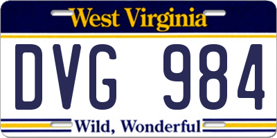 WV license plate DVG984