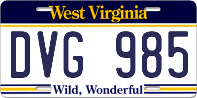 WV license plate DVG985