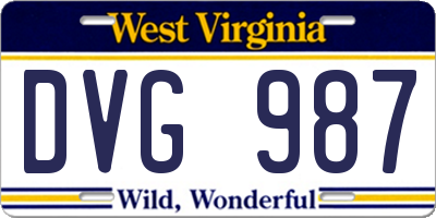 WV license plate DVG987
