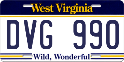 WV license plate DVG990