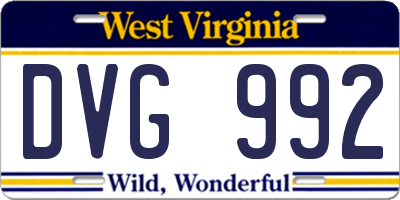 WV license plate DVG992