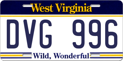 WV license plate DVG996