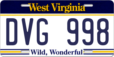 WV license plate DVG998