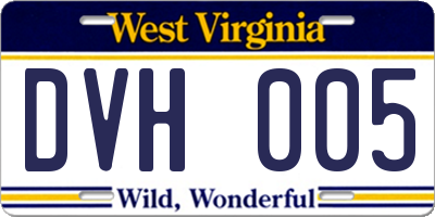 WV license plate DVH005
