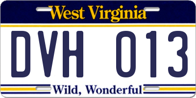 WV license plate DVH013
