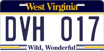 WV license plate DVH017