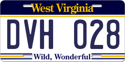 WV license plate DVH028