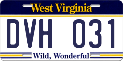 WV license plate DVH031