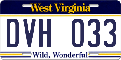WV license plate DVH033