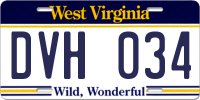 WV license plate DVH034