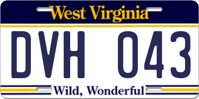 WV license plate DVH043