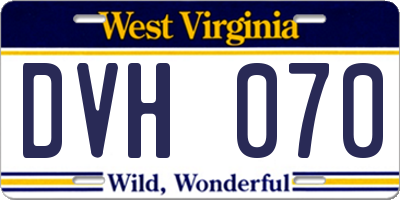 WV license plate DVH070