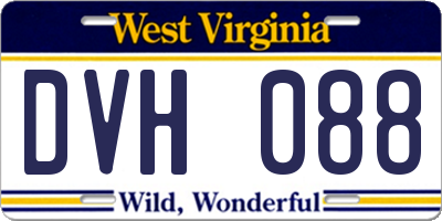 WV license plate DVH088